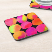 Waterverf neonpatroon abstracte heldere kleuren bier onderzetter (Linkerzijde)