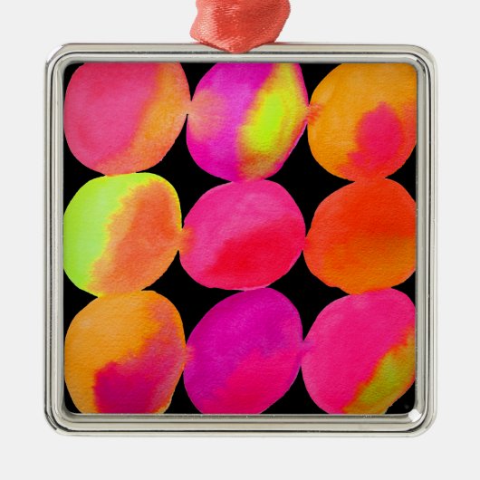 Waterverf neonpatroon abstracte heldere kleuren metalen ornament (Voorkant)