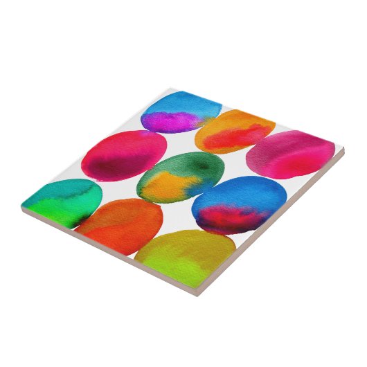 Waterverf neonpatroon abstracte heldere kleuren tegeltje (Zijkant)