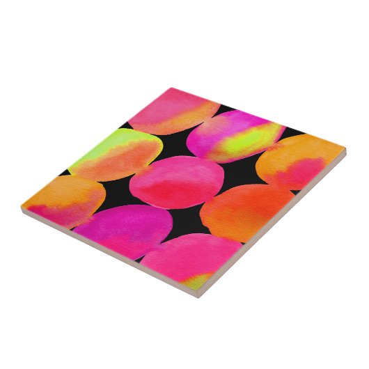 Waterverf neonpatroon abstracte heldere kleuren tegeltje (Zijkant)