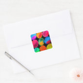 Waterverf neonpatroon abstracte heldere kleuren vierkante sticker (Envelop)