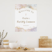 waterverf nep glitters Eerste Communie welkom Poster (Keuken)