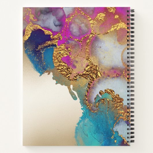 Waterverf nep goud folie gepersonaliseerd monogram notitieboek (Achterkant)