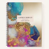 Waterverf nep goud folie gepersonaliseerd monogram notitieboek (Voorkant)