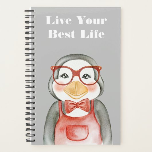 Waterverf Nerdy Penguin Planner (Voorkant)