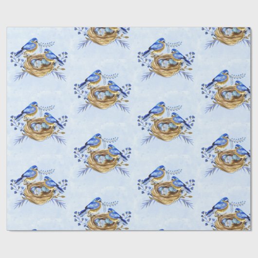 Waterverf Nesting Bluebirds Cadeaupapier (Vlak)