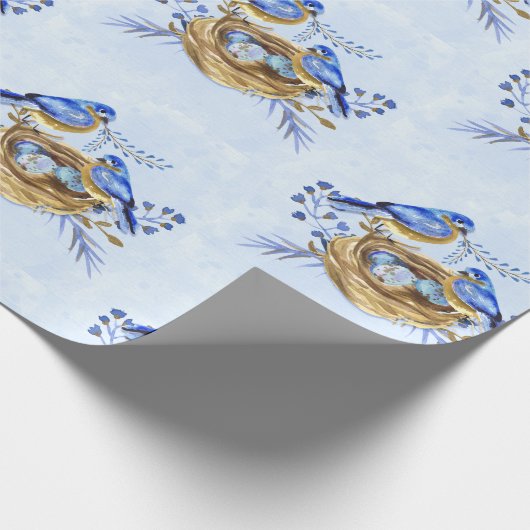 Waterverf Nesting Bluebirds Cadeaupapier (Hoek)