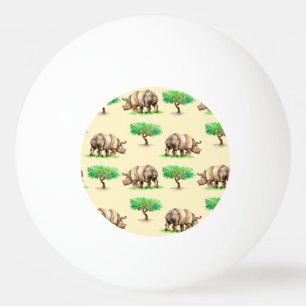 Waterverf neushoorn: handgeschilderd patroon. pingpongbal