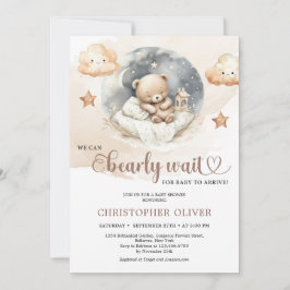 Waterverf neutraal bruin tinten ivoor teddybeer kaart