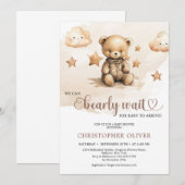 Waterverf neutraal bruin tinten ivoor teddybeer kaart (Voorkant / Achterkant)