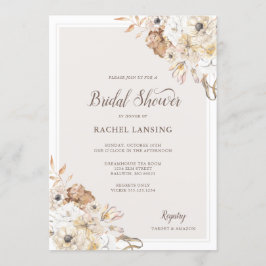 Waterverf Neutraal Floral Vrijgezellenfeest Kaart