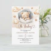 Waterverf Neutraal Schattig Slapen Teddybeer Kaart (Staand voorkant)