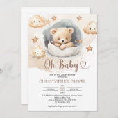 Waterverf Neutraal Schattig Slapen Teddybeer Kaart (Voorkant / Achterkant)