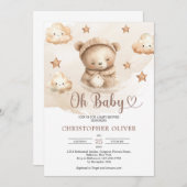 Waterverf neutraal slapende teddybeer kaart (Voorkant / Achterkant)