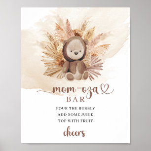 Waterverf neutraal teddybeer Mom-osa bar teken Poster
