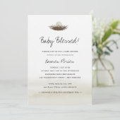 Waterverf Neutral Bird's Nest Baby shower Kaart (Staand voorkant)