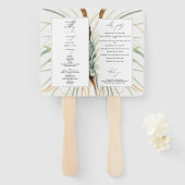 Waterverf Neutral Boho Botanisch Huwelijksprogramm Handwaaier (Voorkant en achterkant)