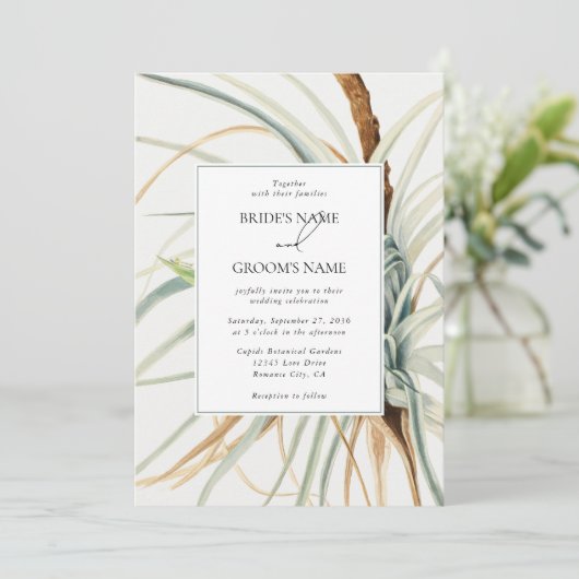 Waterverf Neutral Boho Botanische Foto Bruiloft Kaart (Staand voorkant)