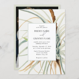 Waterverf Neutral Boho Botanische Foto Bruiloft Kaart