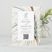 Waterverf Neutral Boho Botanische Foto Bruiloft Save The Date (Staand voorkant)