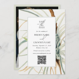 Waterverf Neutral Boho Botanische Foto Bruiloft Save The Date