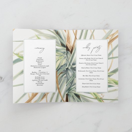 Waterverf Neutral Boho Bruiloft Orde van Service Programma (Binnen)