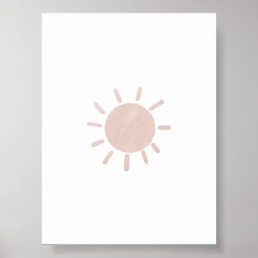 Waterverf Neutral Boho Sun Wall Art Poster (Voorkant)