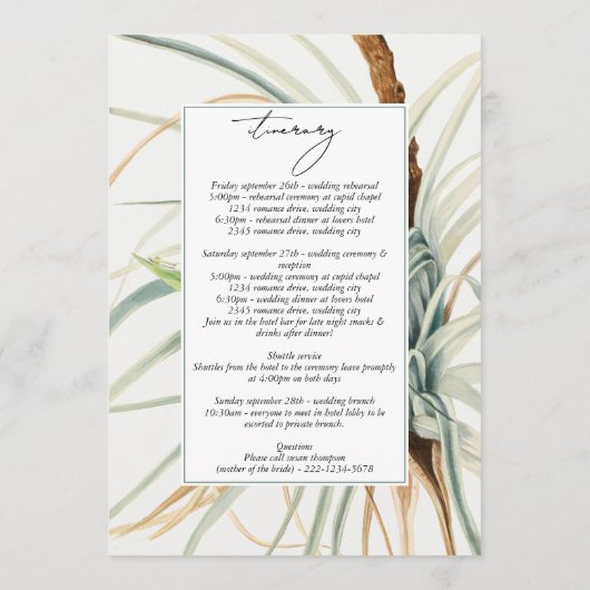 Waterverf Neutral Boho trouwroute Programmakaart (Achterkant)