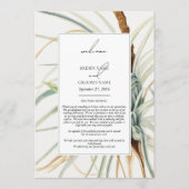 Waterverf Neutral Boho trouwroute Programmakaart (Voorkant)