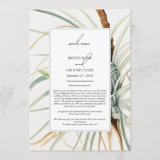 Waterverf Neutral Boho trouwroute Programmakaart (Voorkant)