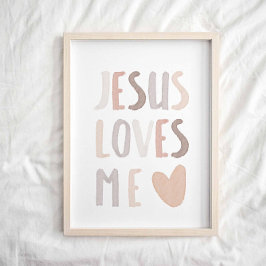 Waterverf Neutral Jesus loves me poster