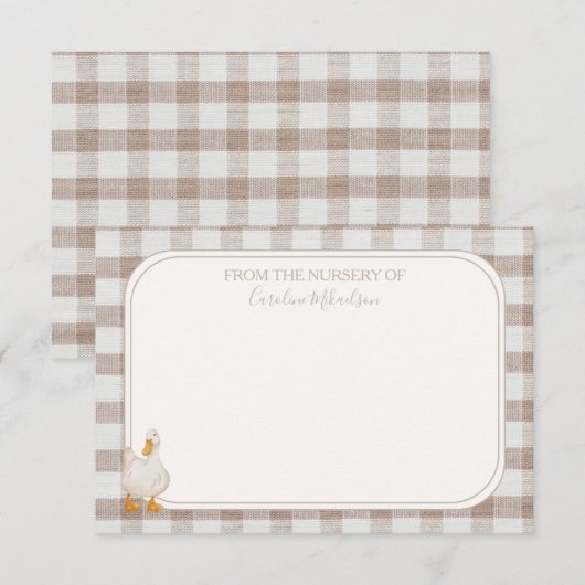 Waterverf Neutral Plaid Goose Bedankkaart (Voorkant / Achterkant)