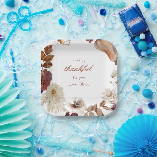 Waterverf Neutral Pumpkin Rustic Herfst Party Bord (Feest)