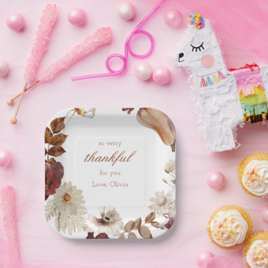 Waterverf Neutral Pumpkin Rustic Herfst Party Bord (Feest)