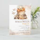 Waterverf Neutral Pumpkins Halloween Party Kaart (Staand voorkant)