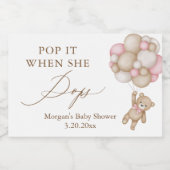 Waterverf Neutral Teddy Bear Douche Favor Sparkling Wijnetiket (Enkel label)