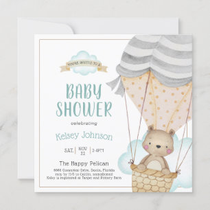 Waterverf Neutral Woodland Teddy Bear Baby shower Kaart