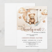 Waterverf neutrale bruine tinten teddybeer op scho kaart (Voorkant / Achterkant)