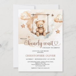 Waterverf neutrale bruine tinten teddybeer op scho kaart