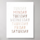 Waterverf Neutrale dagen van de week Educatief pos Poster (Voorkant)