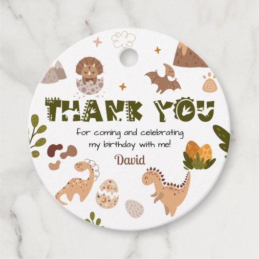 Waterverf neutrale dinosaurus dank u bedankjes labels (Voorkant)