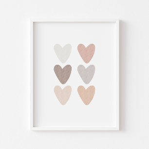 Waterverf Neutrale hartenprint Poster