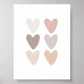 Waterverf Neutrale hartenprint Poster (Voorkant)