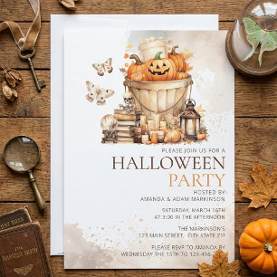 Waterverf Neutrale Pompoenen Halloween Feest Kaart