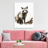 Waterverf Neutrale sepia kleuren wilde dieren vos Canvas Afdruk (Insitu (Woonkamer))