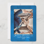 Waterverf Nevels Blauw Elegante Kerstkaart Kaart (Voorkant)