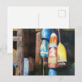 Waterverf New England Lobster Buoys Briefkaart (Voorkant / Achterkant)