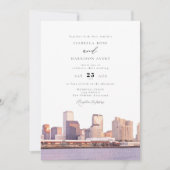 Waterverf New Orleans Louisiana Skyline Wedding Kaart (Voorkant)
