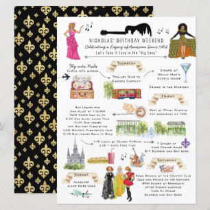 Waterverf New Orleans Verjaardag Weekend Route Kaart