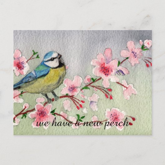 Waterverf New Perch Adreswijziging Aankondigingskaart (Voorkant)